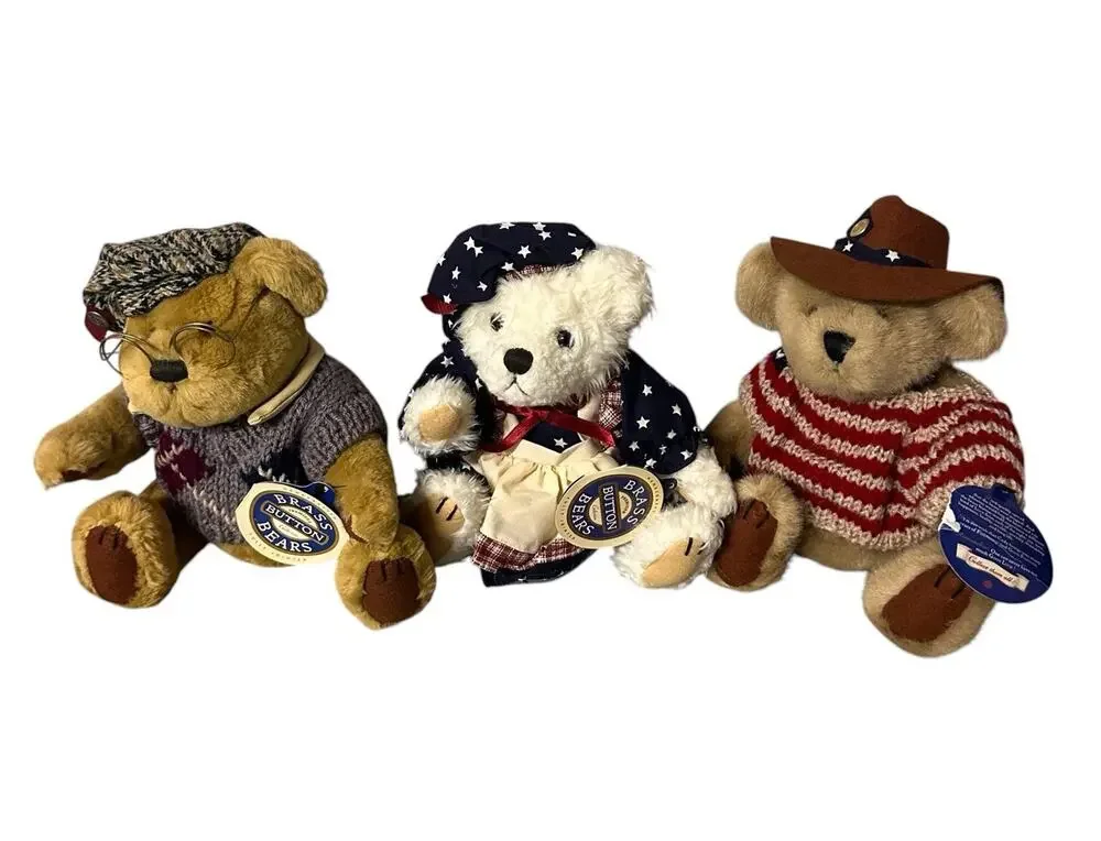 Brass Button Bear Collection Vintage Lot of 3